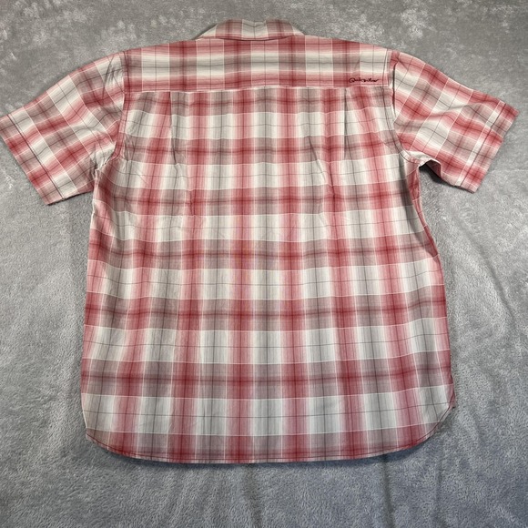 Quiksilver Shirt Mens XL Red Gray Plaid Dana Point Button Up Pocket Casual NWT - Picture 3 of 10